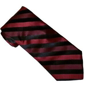 City of London Ferrell Reed Tie Vtg Repp Stripe Red Black Iridescent Silk Preppy